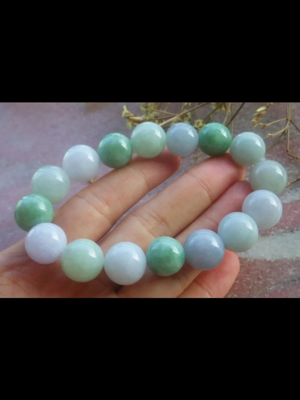 Elegant green certificate jadeite Jade wealth safety 13mm bead bracelet 7inches